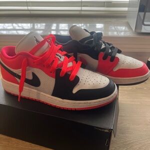 Air Jordan Low 1 SE Sneakers in White, Black & Infrared